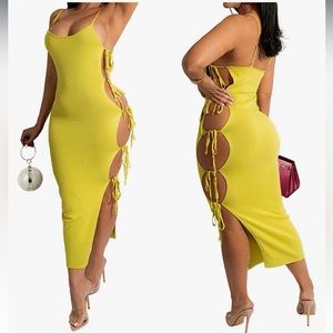 Yellow midi dress